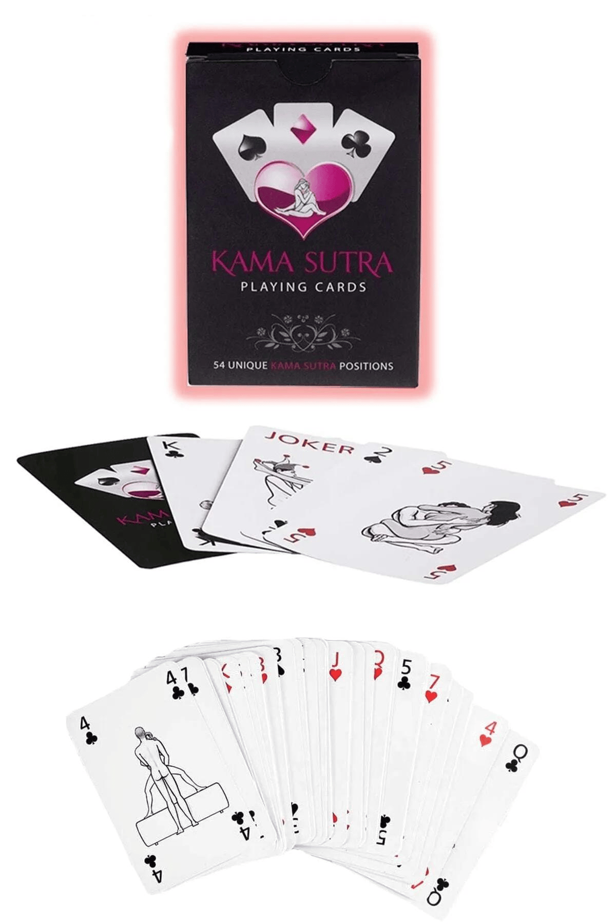 Aria's Closet Sexy Görselli Oyun Kartı Kama Sutra Siyah Ağız Topu Set