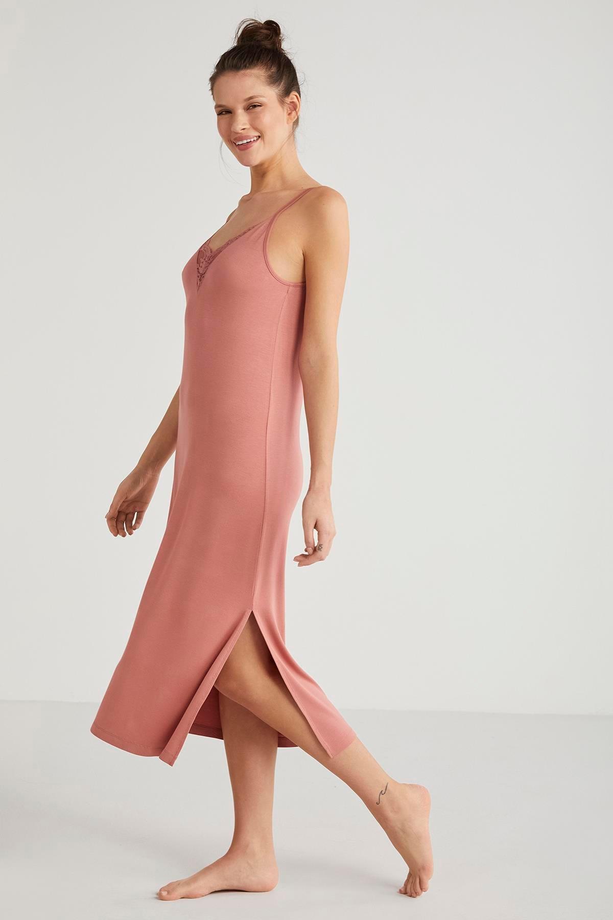 Catherine's %100  Viskon Çiçek Desen 2'li Sabahlık Gecelik Takımı