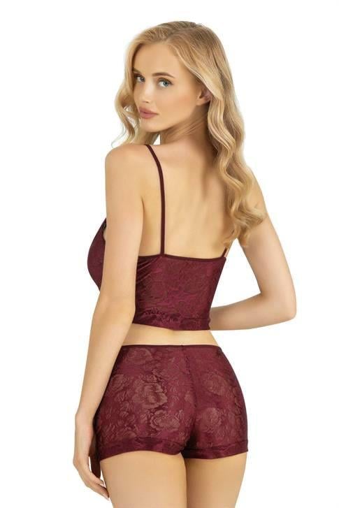 Primoda Bordo Saten Şort Takımı 9219