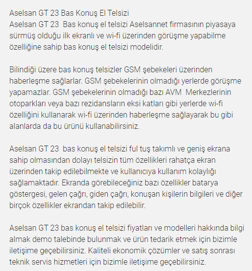 ASELSANNET GT-23 Bas Konuş Sim Kartlı Telsizi