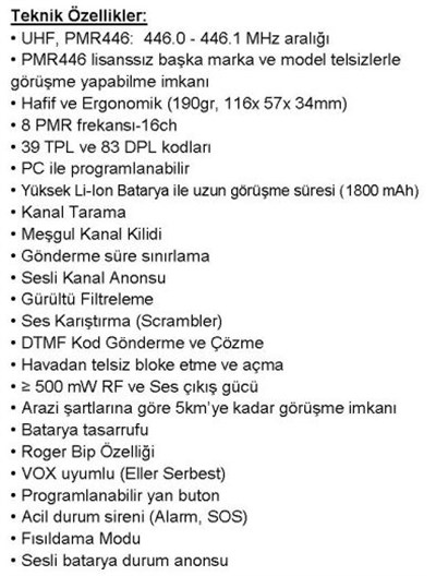 TYT TC-5000 PMR El Telsizi-Tek satılır (İzin gerekmez)