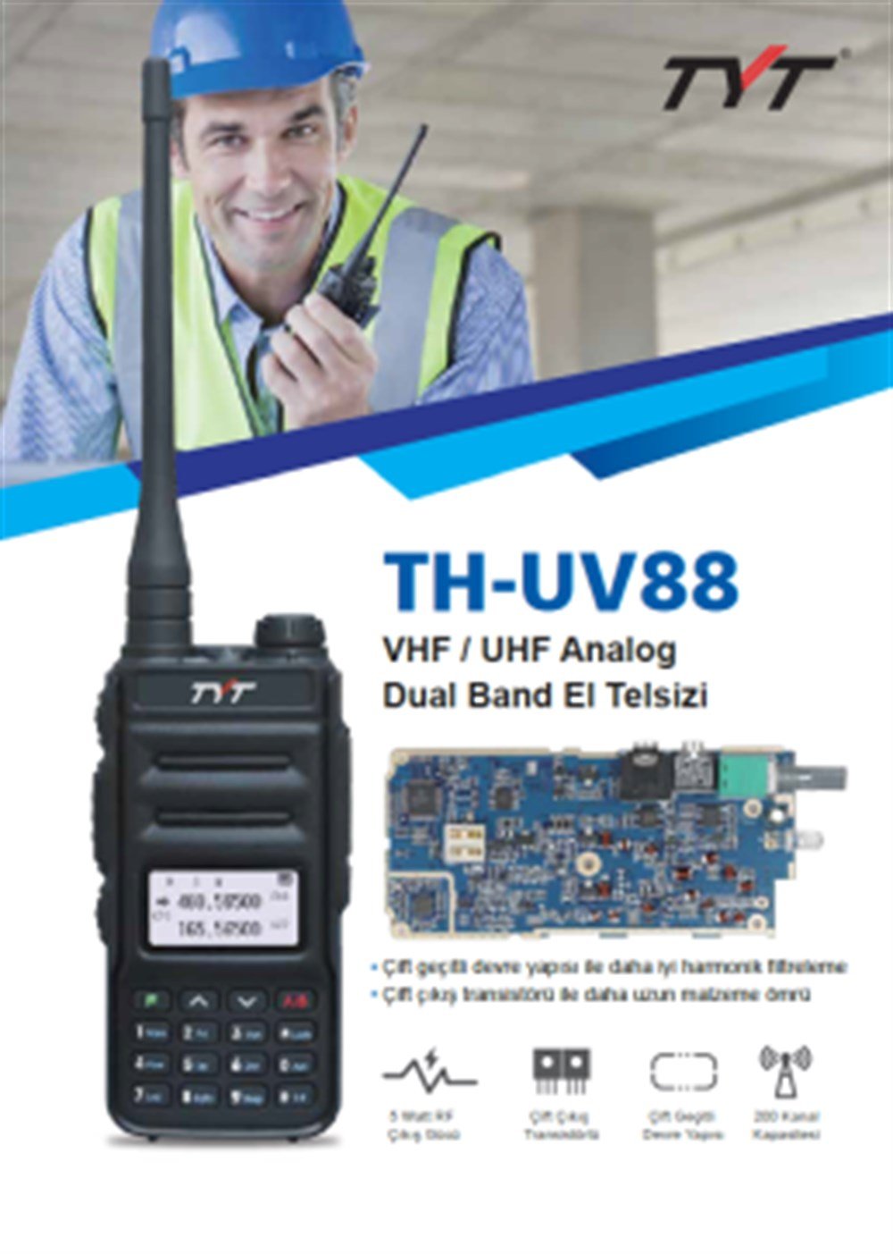 TYT TH-UV88 Dual Band VHF+UHF El Telsizi (İzne tabidir)