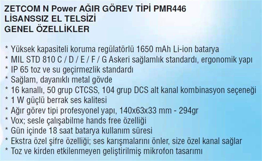 Zetcom N Power PMR El Telsizi (Tek satılır-SORUNUZ)