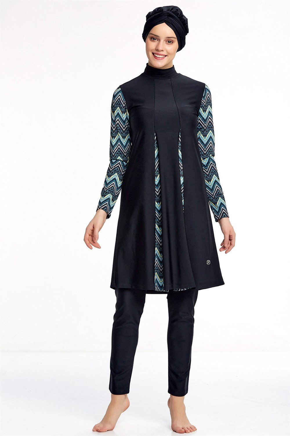  Likralı Tam Kapalı Mayo Tesettür Mayo Remsa Mayo 0520 Siyah Maresiva