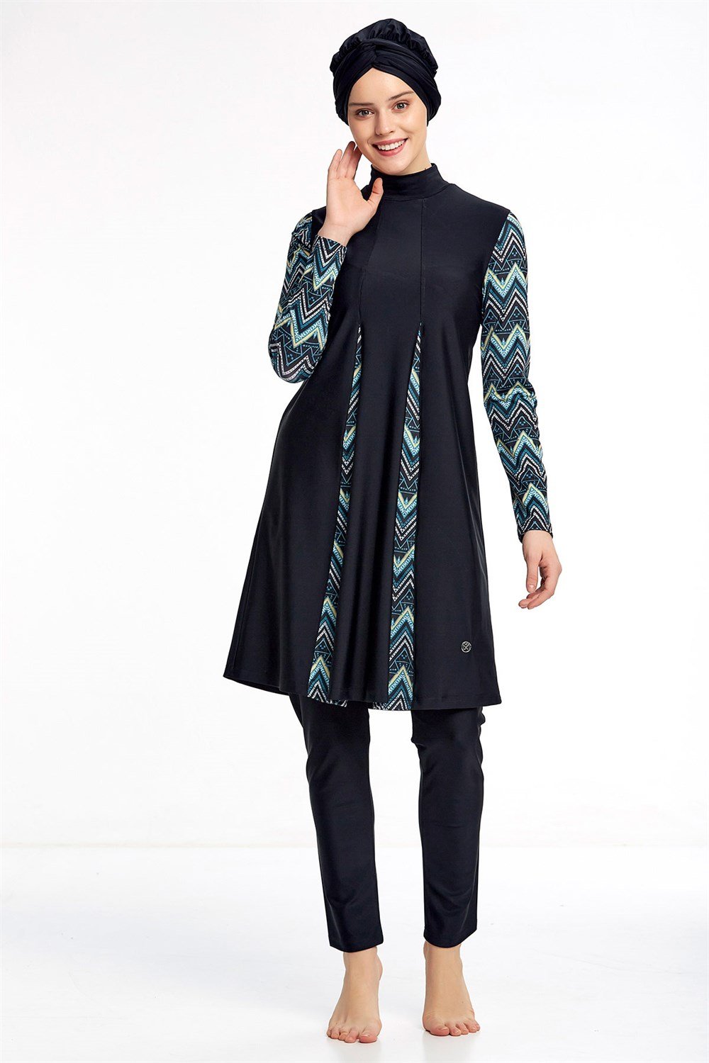  Likralı Tam Kapalı Mayo Tesettür Mayo Remsa Mayo 0520 Siyah Maresiva