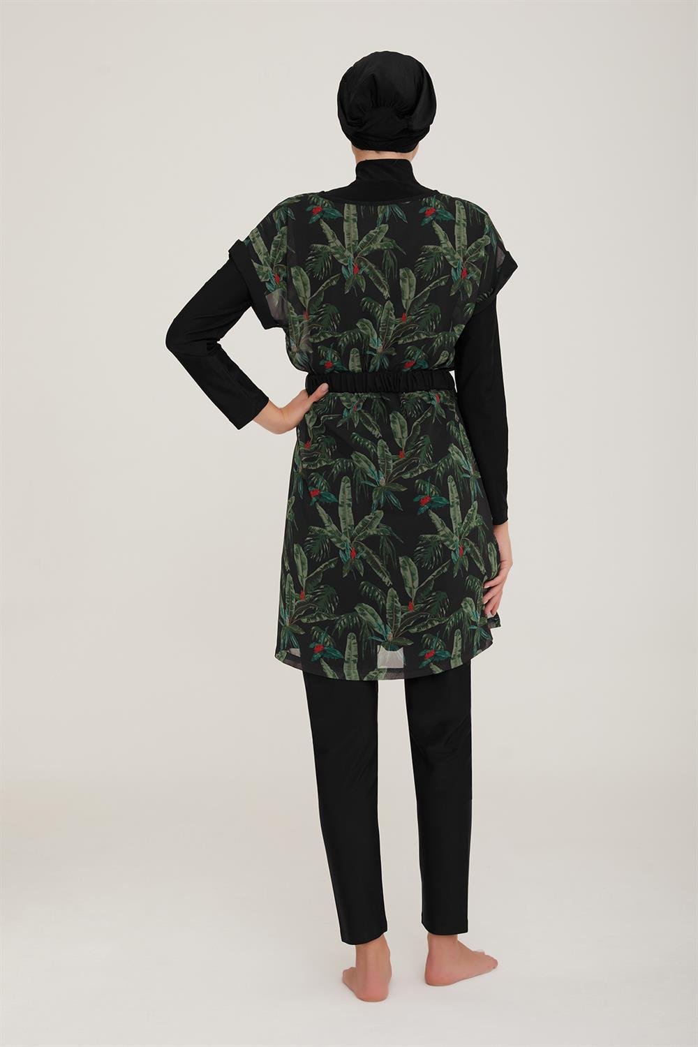 2 Farklı Şekilde Giyilebilir Pareolu Tesettür Mayo Robert 1 4470 Siyah Remsa Mayo