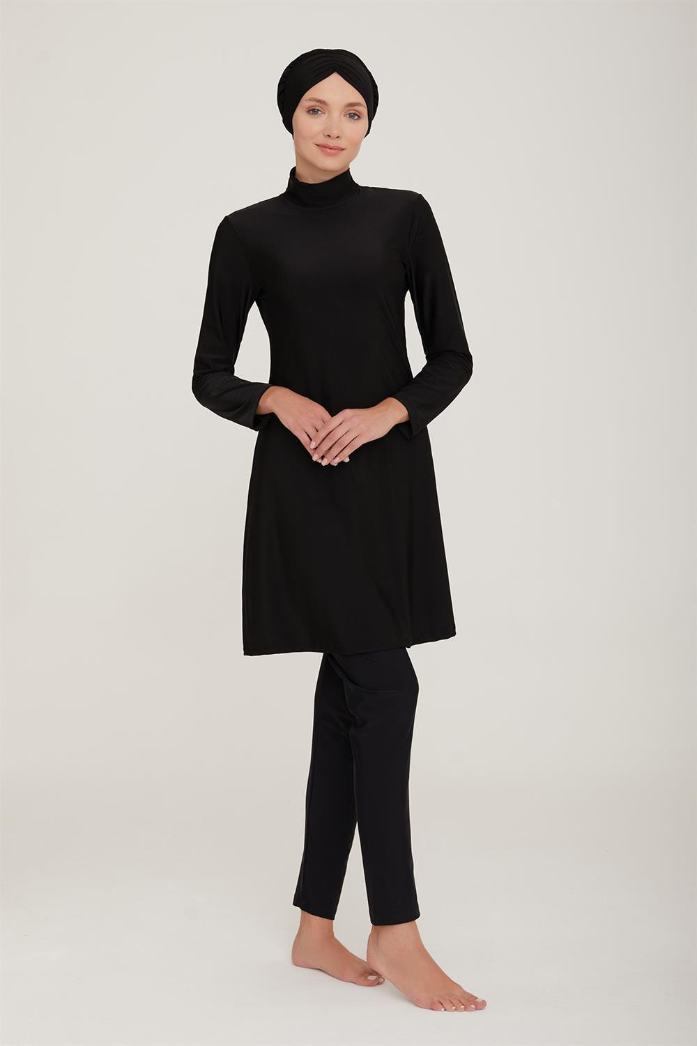 2 Farklı Şekilde Giyilebilir Pareolu Tesettür Mayo Robert 1 4470 Siyah Remsa Mayo