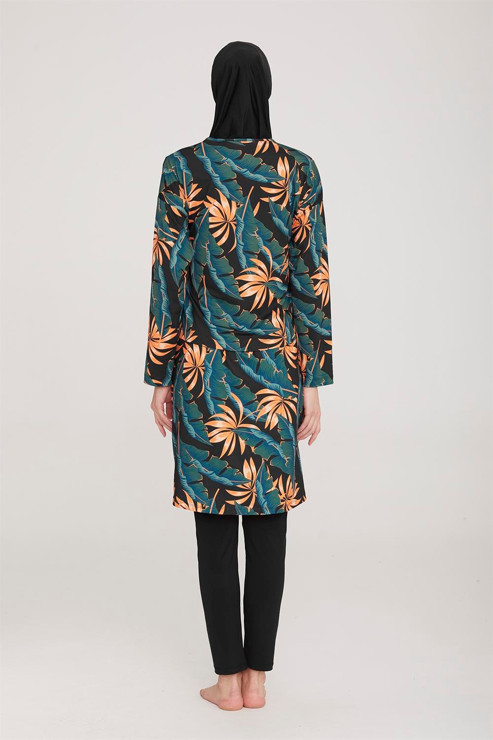 2 Farklı Şekilde Giyilebilir Tesettür Mayo Elenora 1 8008 Siyah Remsa Mayo