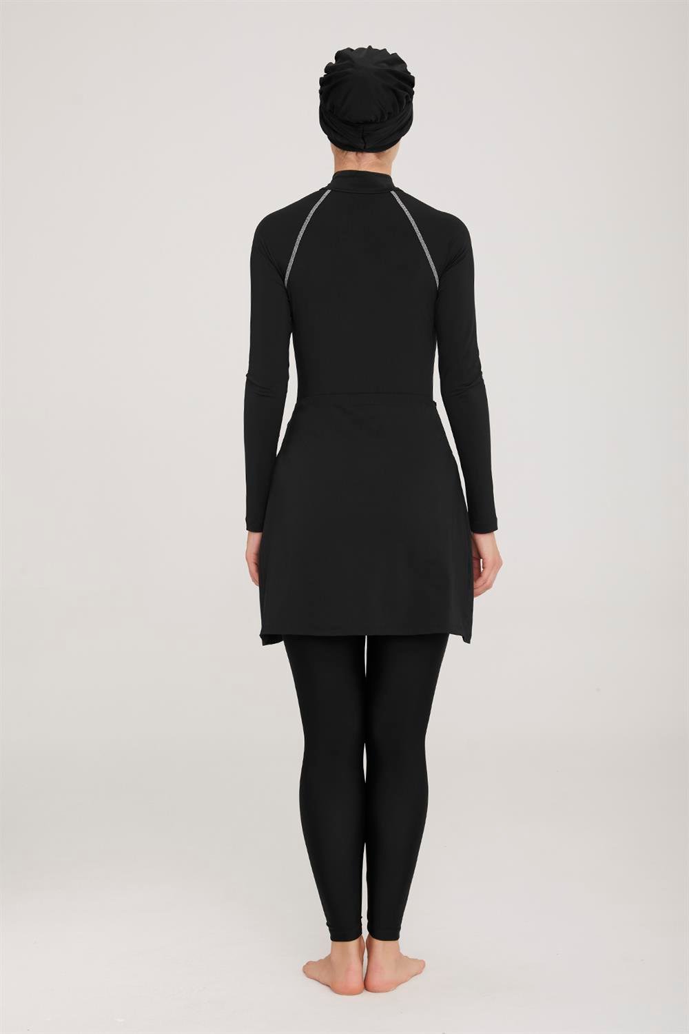 3 Farklı Şekilde Giyilebilir Likralı Tesettür Mayo Robb 4460 Siyah Remsa Mayo