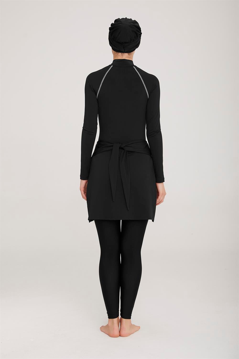 3 Farklı Şekilde Giyilebilir Likralı Tesettür Mayo Robb 4460 Siyah Remsa Mayo