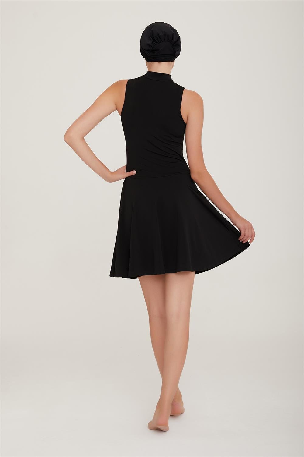 4 Farklı Şekilde Giyilebilir Likralı Tesettür Mayo Mell 4436 Siyah Remsa Mayo