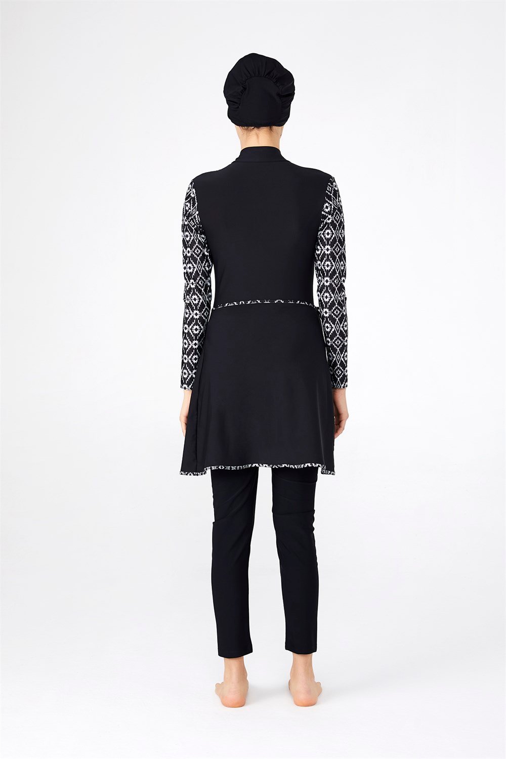 Adasea Likralı Tam Kapalı 3'lü Yüzücü Tesettür Mayo 4275 Siyah