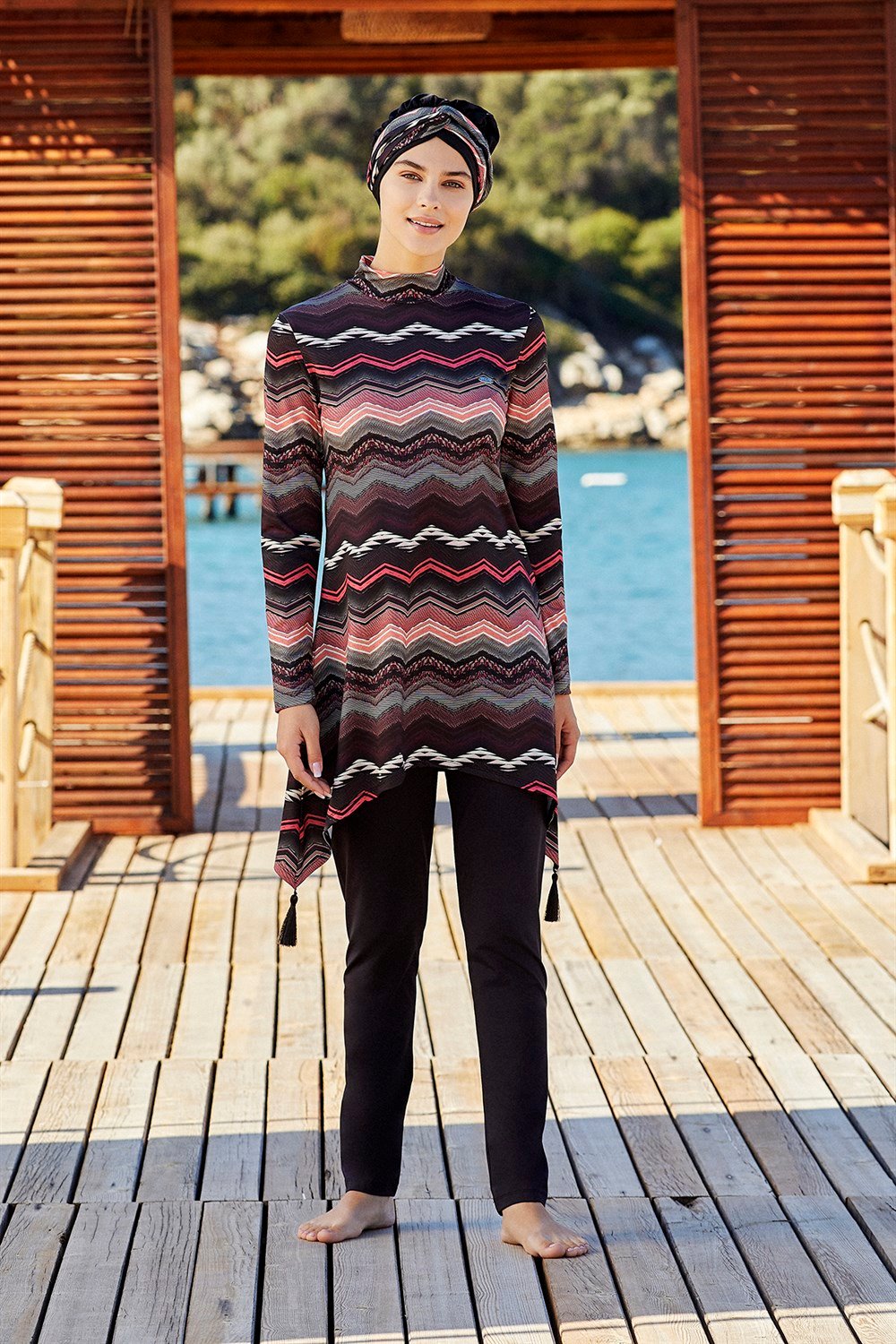 Adasea Likralı Tam Kapalı Tesettür Mayo 4270 Siyah