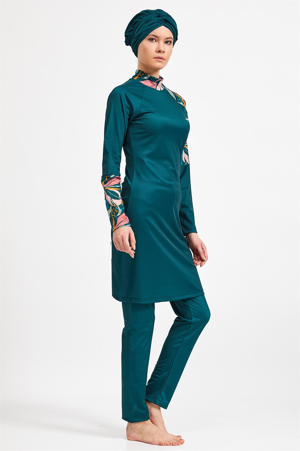 Adasea Likralı Tam Kapalı Tesettür Mayo 4311 Koyu Yeşil Remsa Mayo