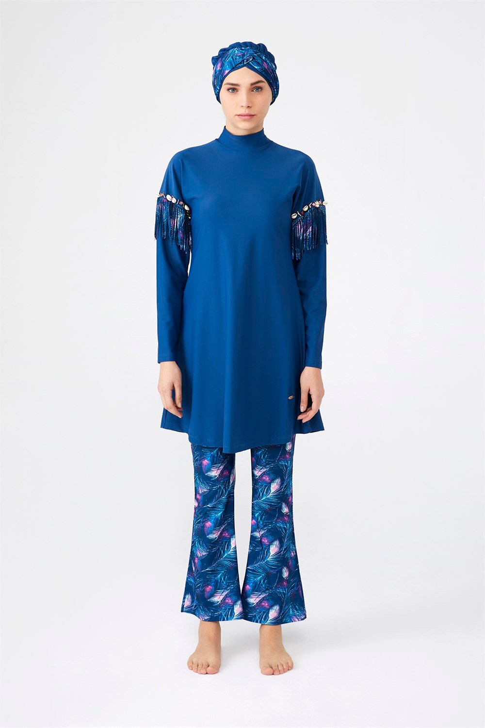 Adasea Likralı Tam Kapalı Tesettür Mayo 4255 Açık Lacivert