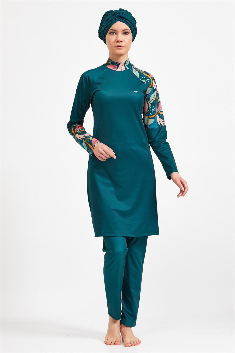 Adasea Likralı Tam Kapalı Tesettür Mayo 4311 Koyu Yeşil Remsa Mayo