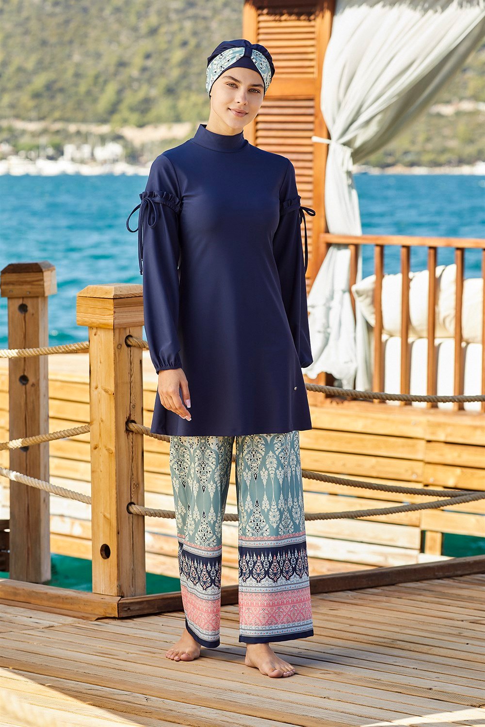 Adasea Likralı Tam Kapalı Tesettür Mayo 4257 Koyu Lacivert