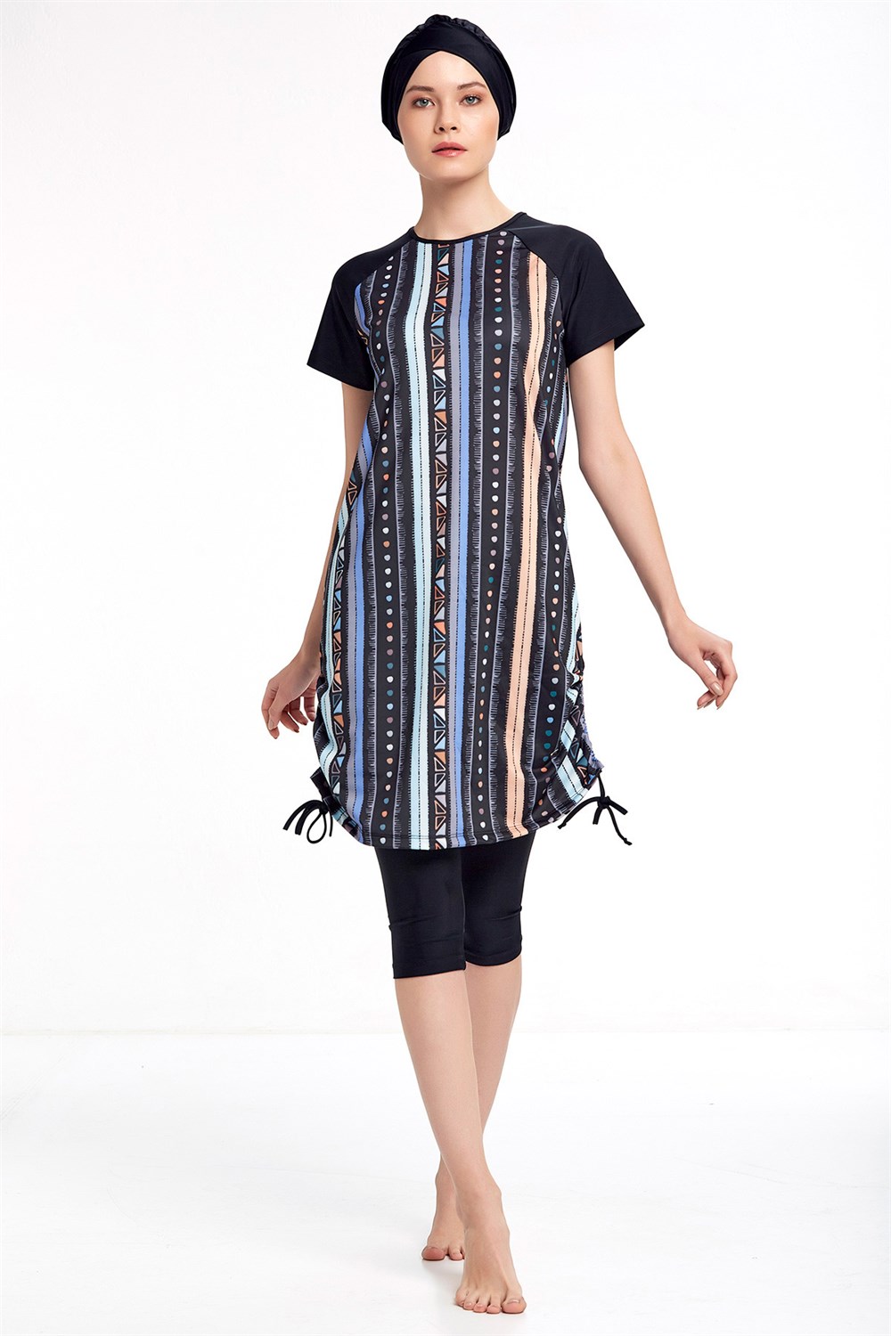 Adasea Likralı Yarı Kapalı Kısa Kollu 3409