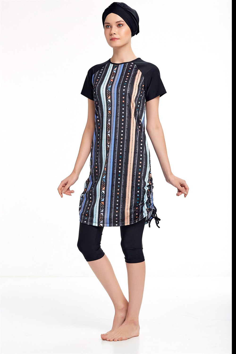 Adasea Likralı Yarı Kapalı Kısa Kollu 3409