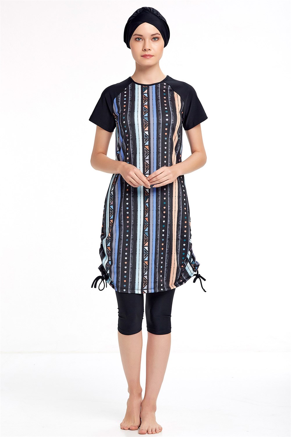 Adasea Likralı Yarı Kapalı Kısa Kollu 3409