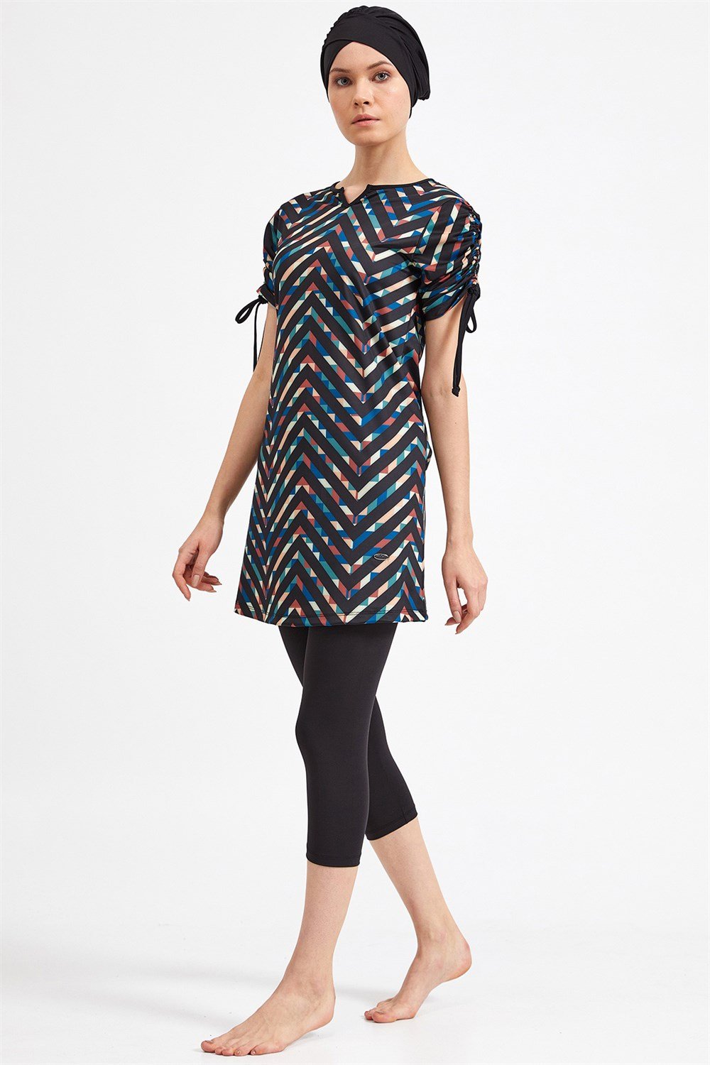 Adasea Likralı Yarı Kapalı Kısa Kollu 3410