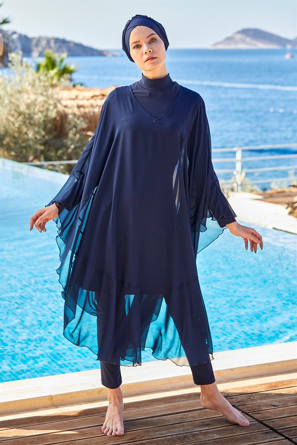 Adasea Pareo Mayo Üzerine Kaftan Koyu Lacivert 6050 Remsa Mayo