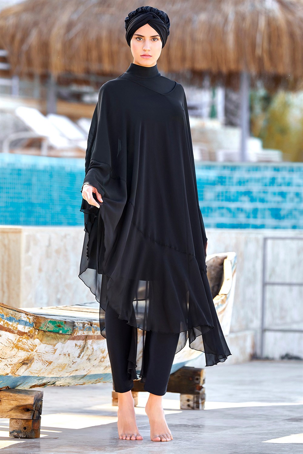 Adasea Pareo Mayo Üzerine Kaftan Siyah 6050 Remsa Mayo