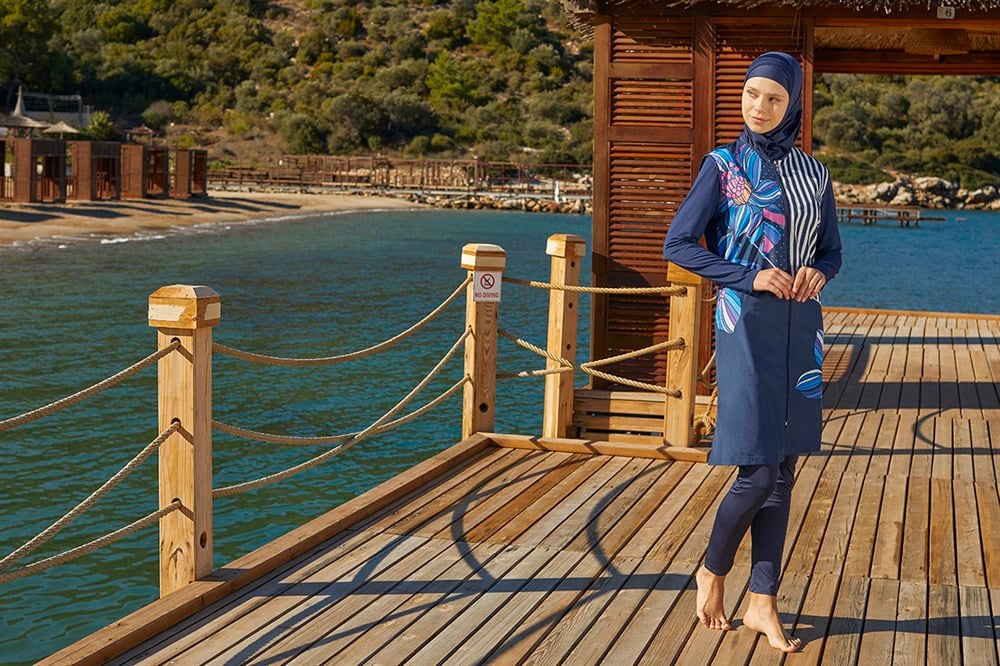 Adasea Tam Kapalı Tesettür Mayo 2179 Koyu Lacivert