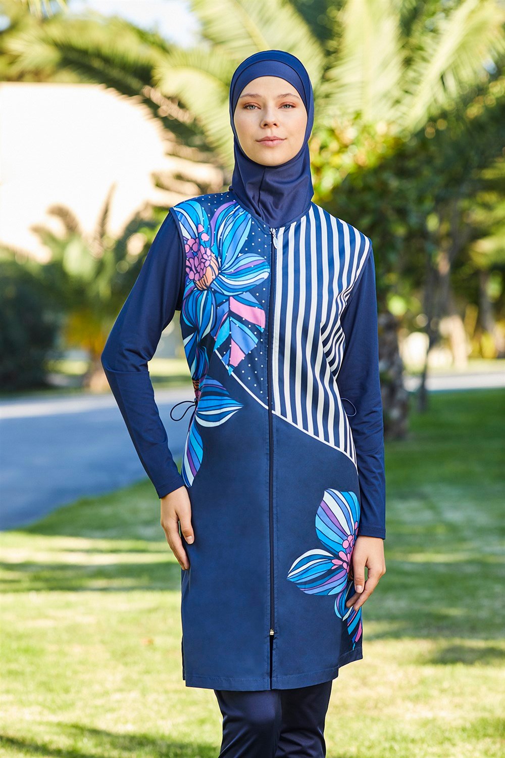 Adasea Tam Kapalı Tesettür Mayo 2179 Koyu Lacivert