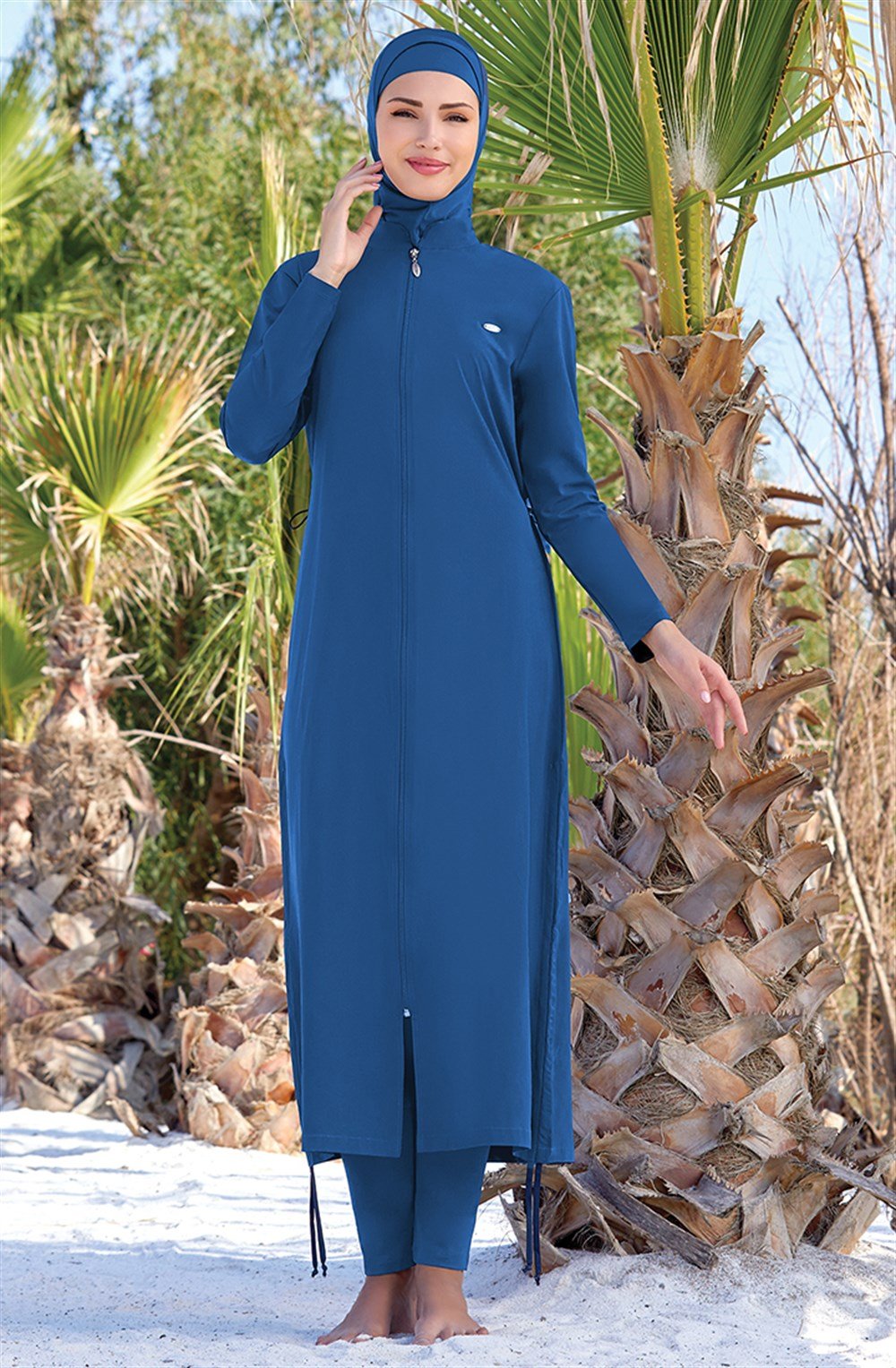 Adasea Tam Kapalı Tesettür Mayo Uzun Tam Boy 4065 Açık Lacivert