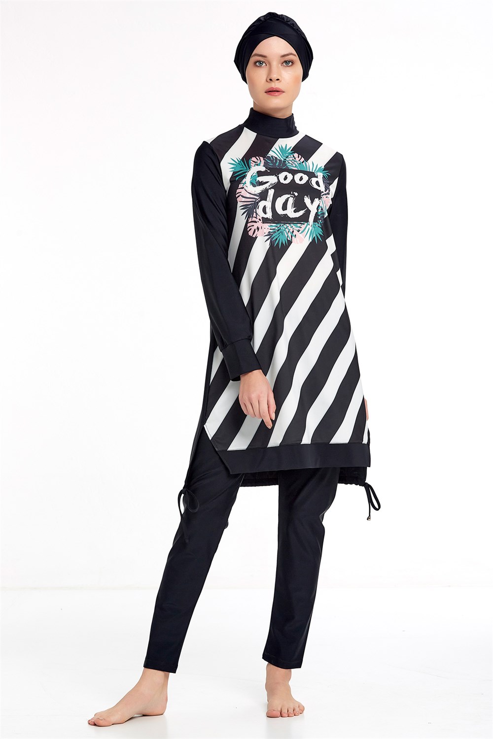 Adasea Tasarım Good Day Likralı Tam Kapalı Tesettür Mayo 4308 Siyah