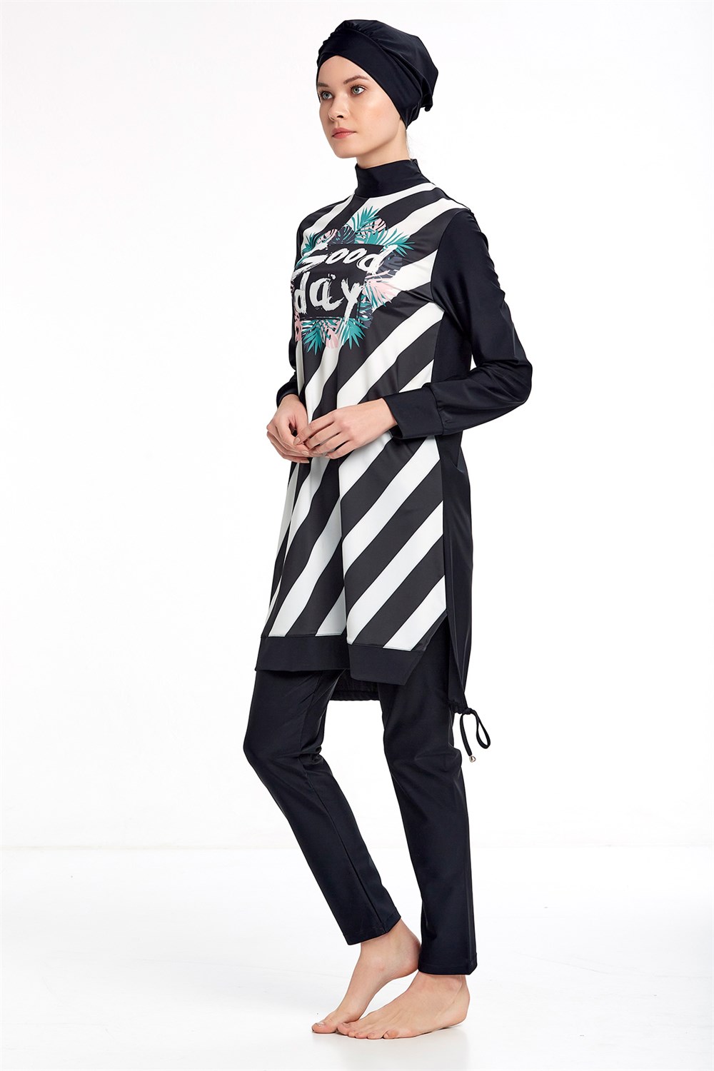 Adasea Tasarım Good Day Likralı Tam Kapalı Tesettür Mayo 4308 Siyah