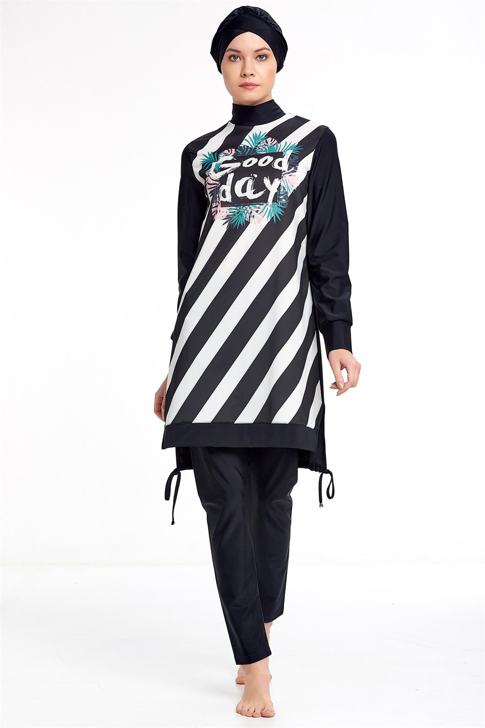 Adasea Tasarım Good Day Likralı Tam Kapalı Tesettür Mayo 4308 Siyah
