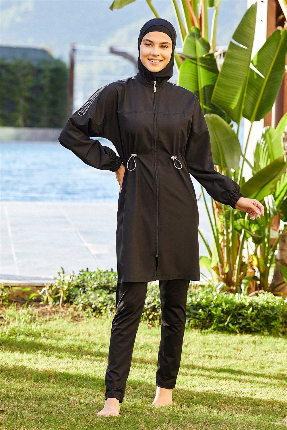Adasea Tasarım Tam Kapalı Tesettür Mayo 1266 Siyah