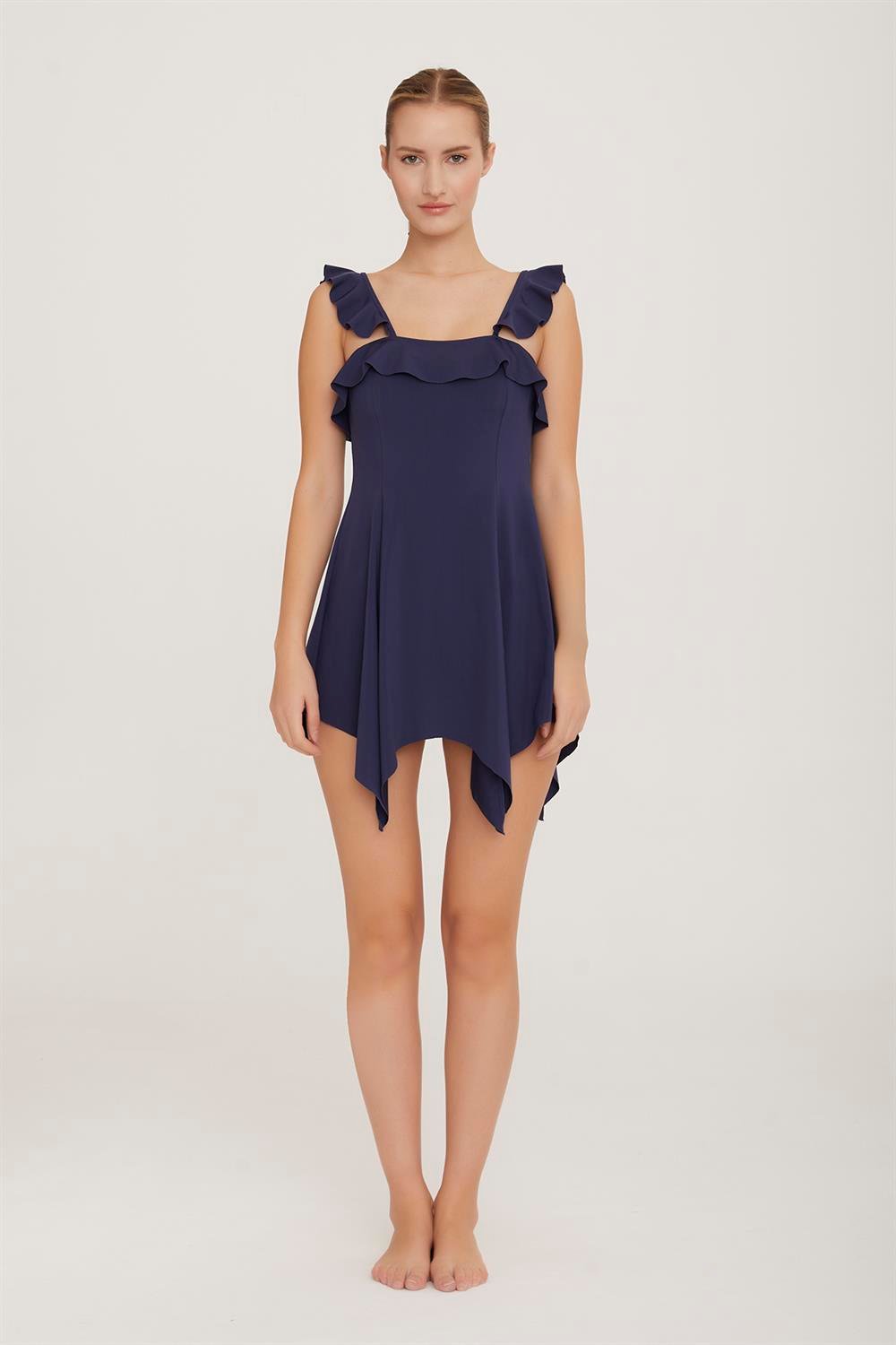 Askılı Elbise Mayo Yarı Kapalı Mayo Alva 3145 Koyu Lacivert Remsa Mayo