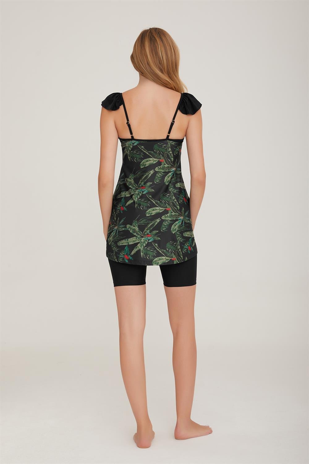 Askılı Şortlu Yarı Kapalı Mayo Brown 3916 Siyah Remsa Mayo