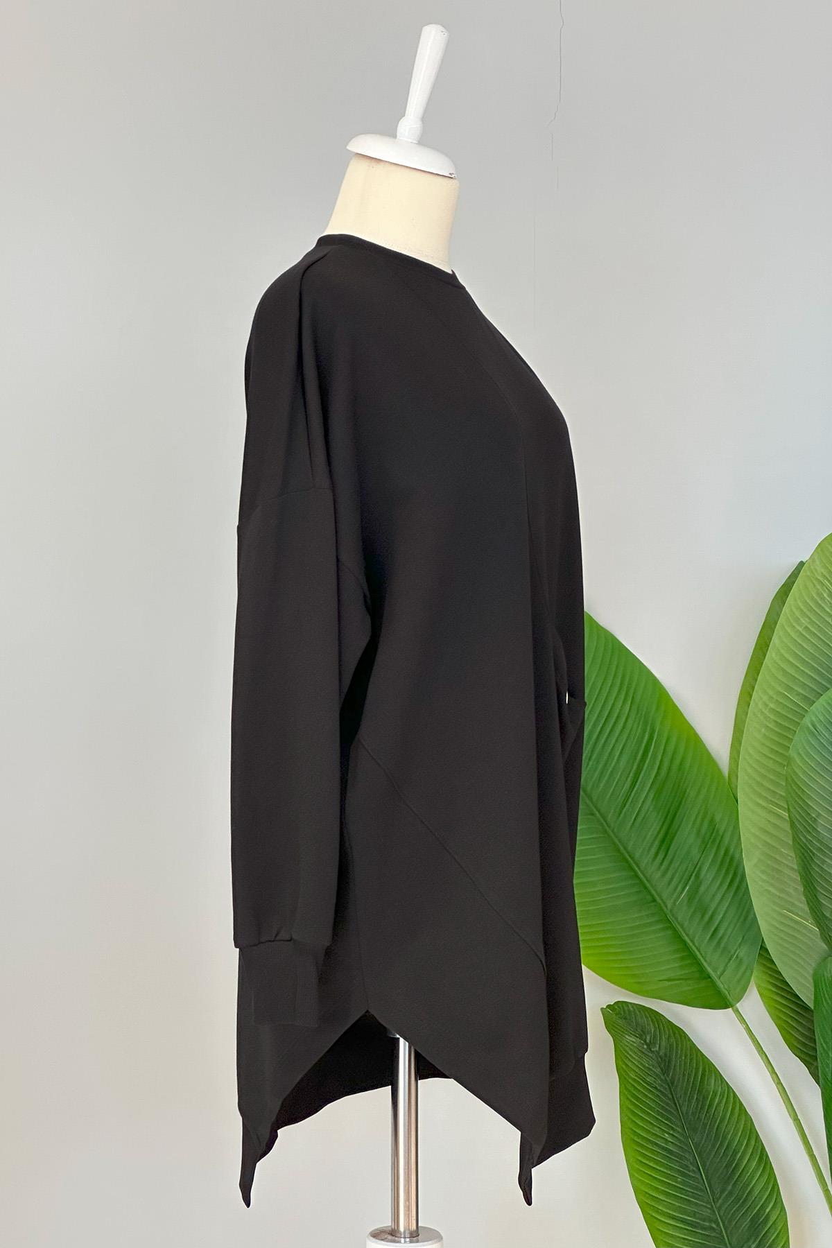 Basic Cep Detaylı Sweat Tunik 10389 Siyah