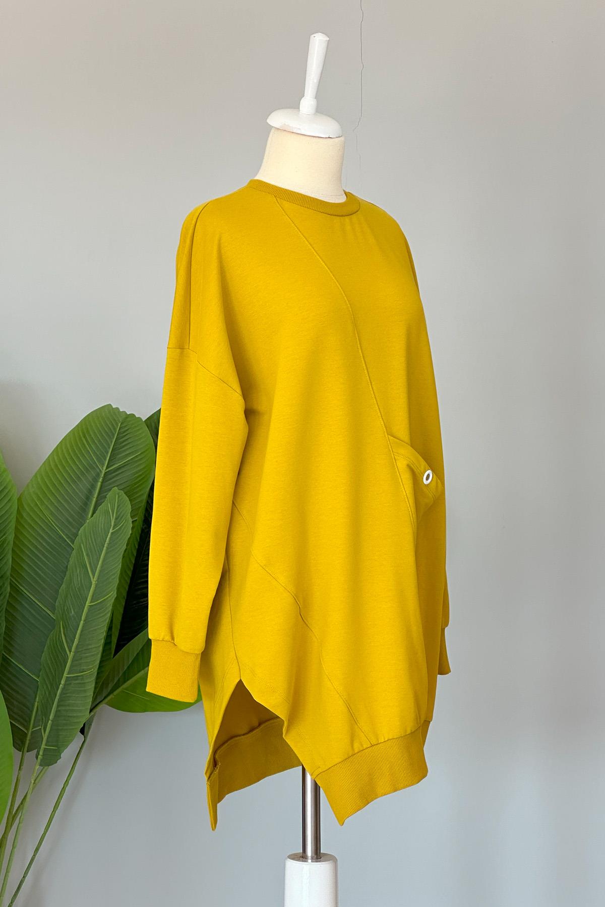 Basic Cep Detaylı Sweat Tunik 10389 Zeytinyağ Yeşili