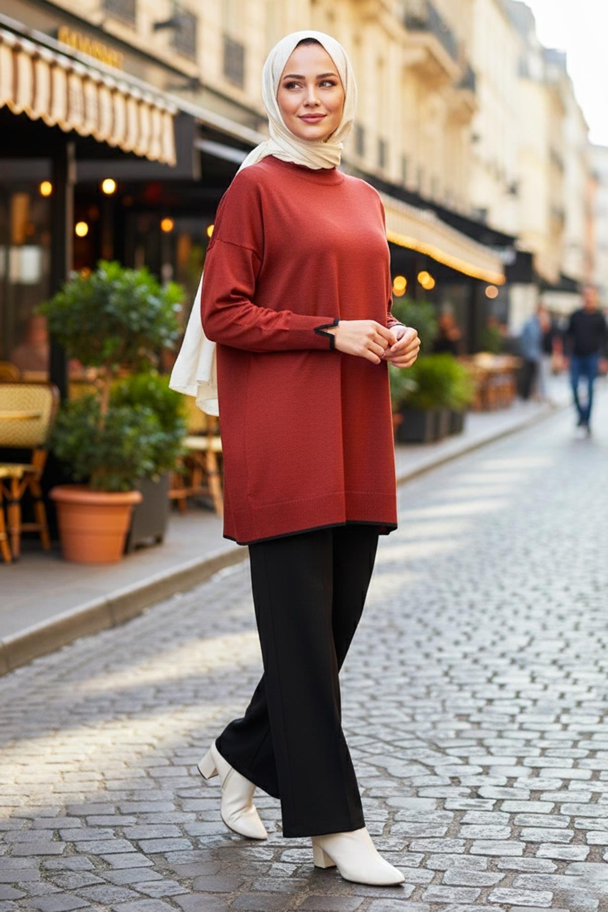 Basic Örme Merserize Tunik 17036 Bordo