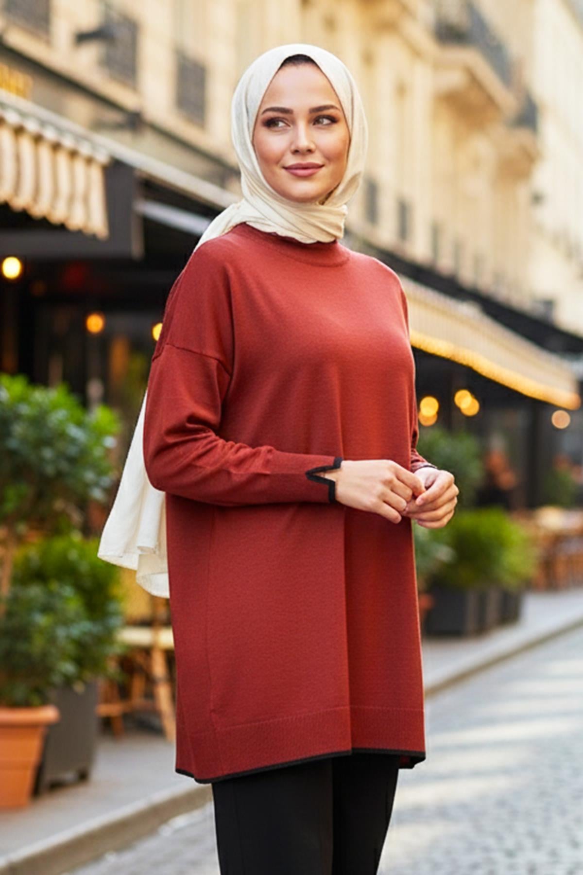 Basic Örme Merserize Tunik 17036 Bordo