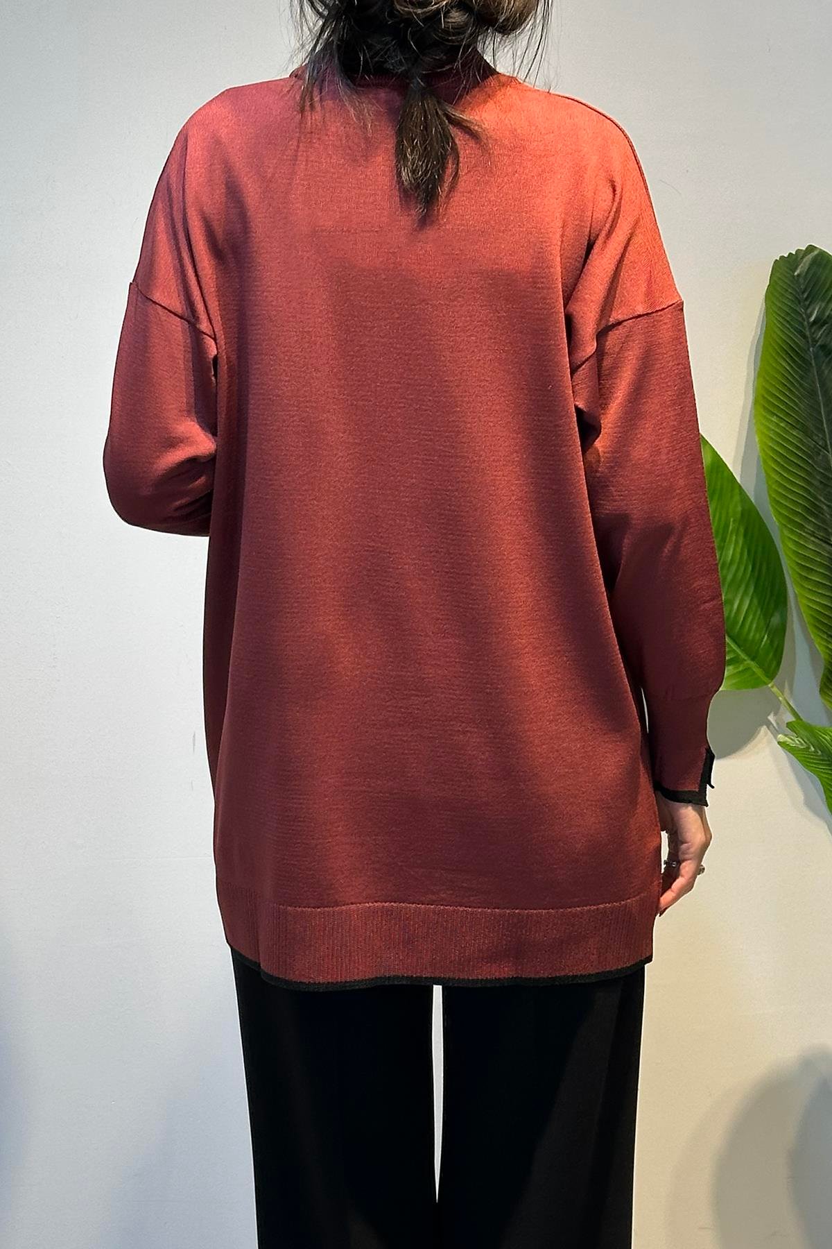 Basic Örme Merserize Tunik 17036 Bordo