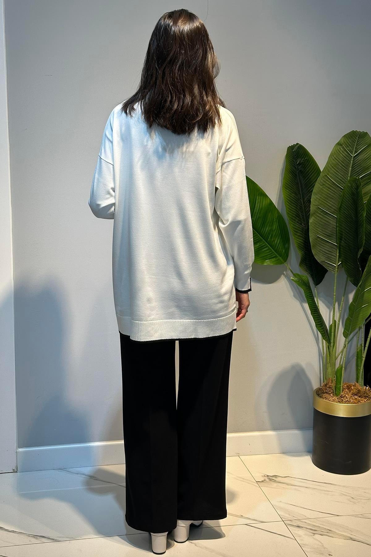 Basic Örme Merserize Tunik 17036 Ekru