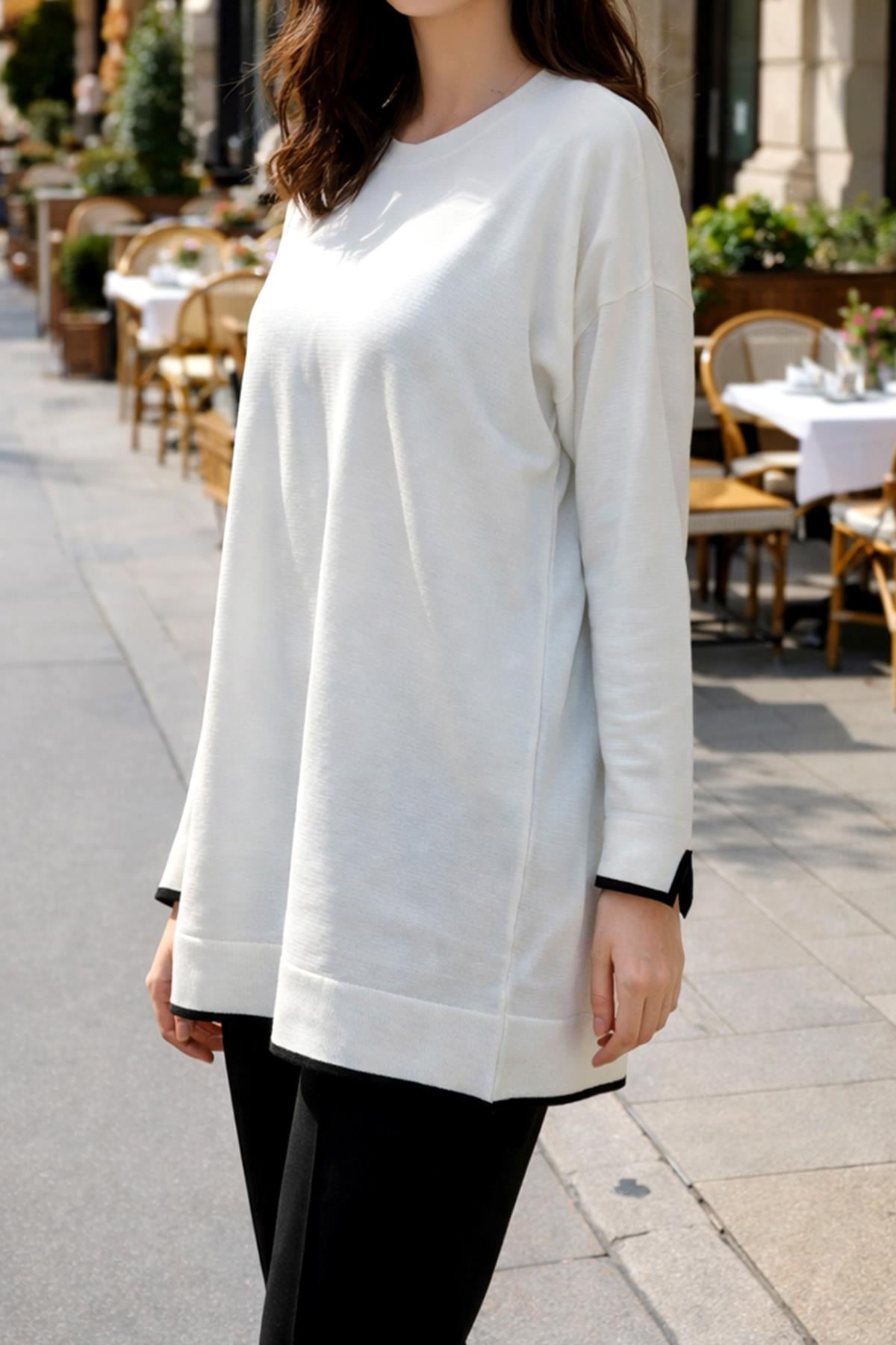 Basic Örme Merserize Tunik 17036 Ekru