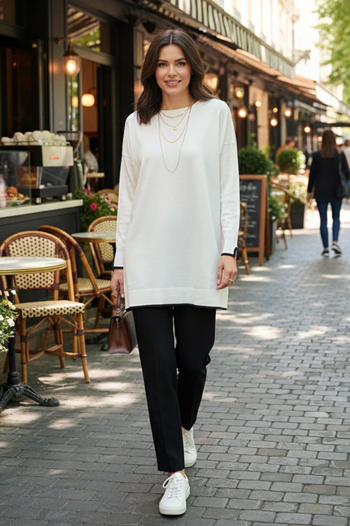 Basic Örme Merserize Tunik 17036 Ekru