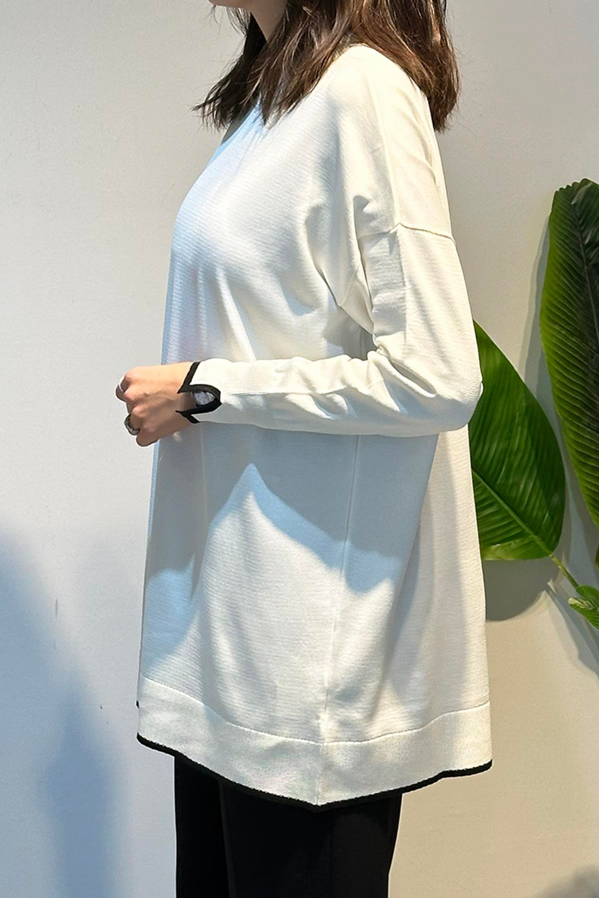 Basic Örme Merserize Tunik 17036 Ekru