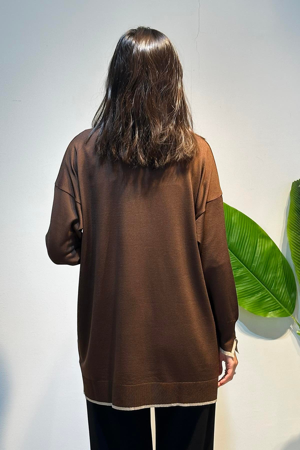 Basic Örme Merserize Tunik 17036 Kahverengi