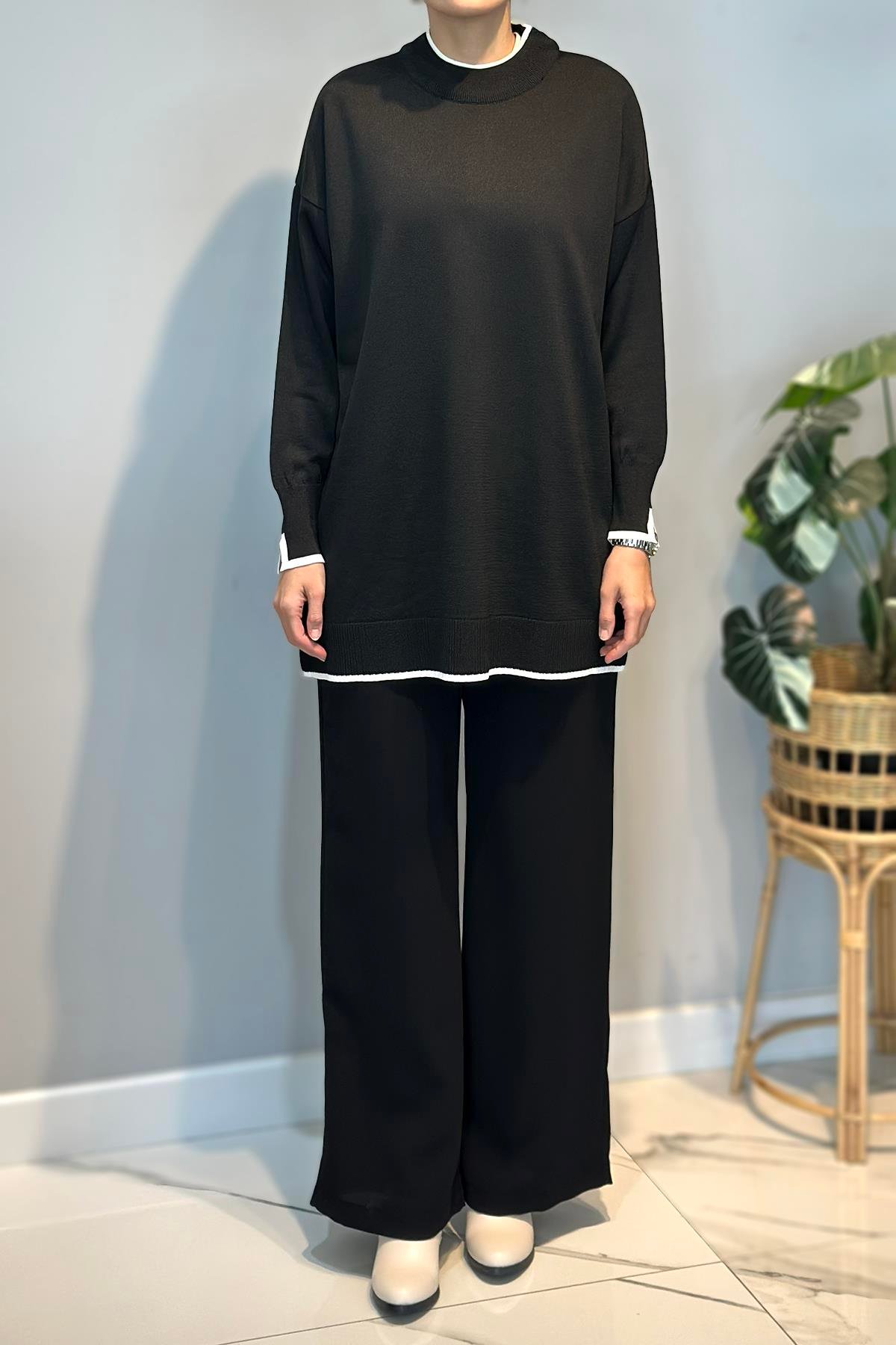 Basic Örme Merserize Tunik 17036 Siyah