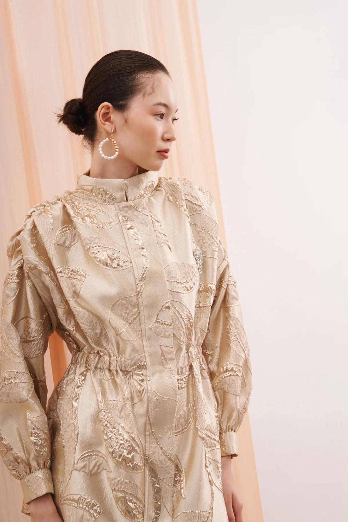 Bel Büzgülü Jakar Ceket 6007 Bej