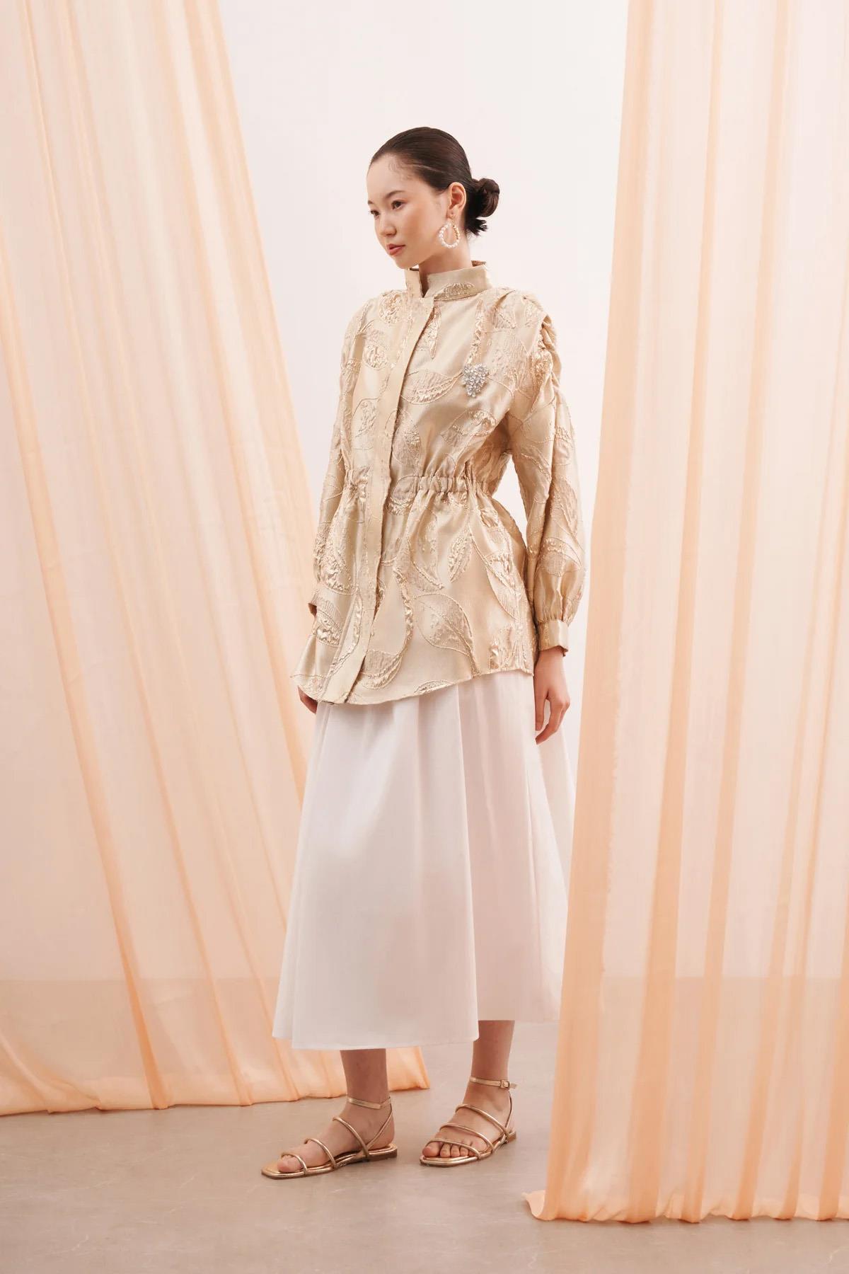 Bel Büzgülü Jakar Ceket 6007 Bej