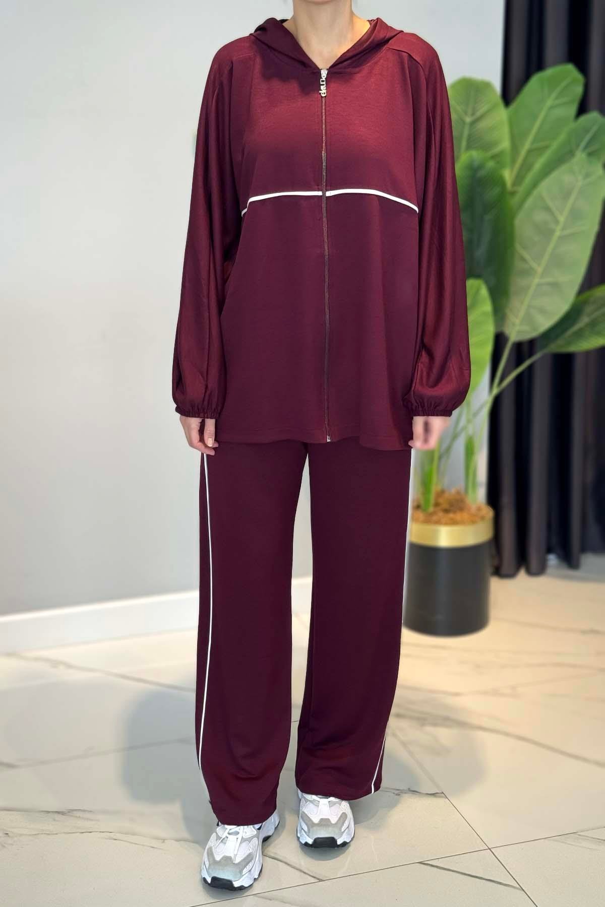 Biye Detaylı Rahat Takım 3143 Bordo